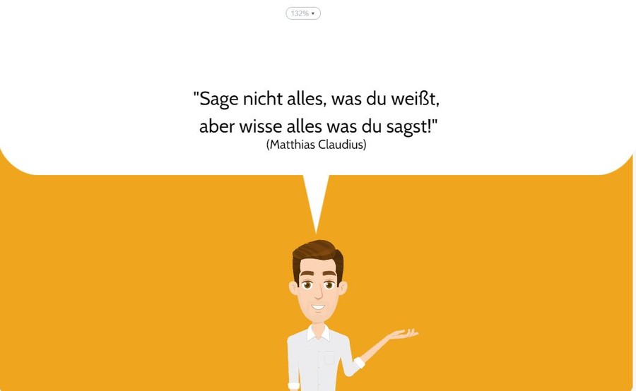 Das Bild zeigt ein Zitat von Matthias Claudius: "Sage nicht alles, was du weißt, aber wisse alles, was du sagst."