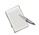 Emoticon: Zettel mit Stift