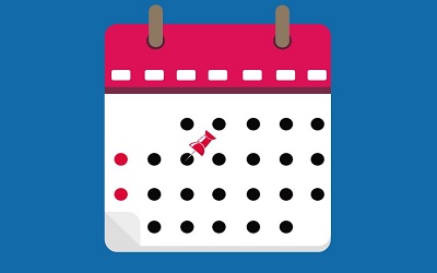 Das Bild zeigt einen Kalender, in dem ein Termin markiert ist.