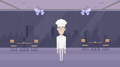 Das Bild zeigt den Koch Joachim Seitz vor dem Restaurant, in dem er angestellt ist.